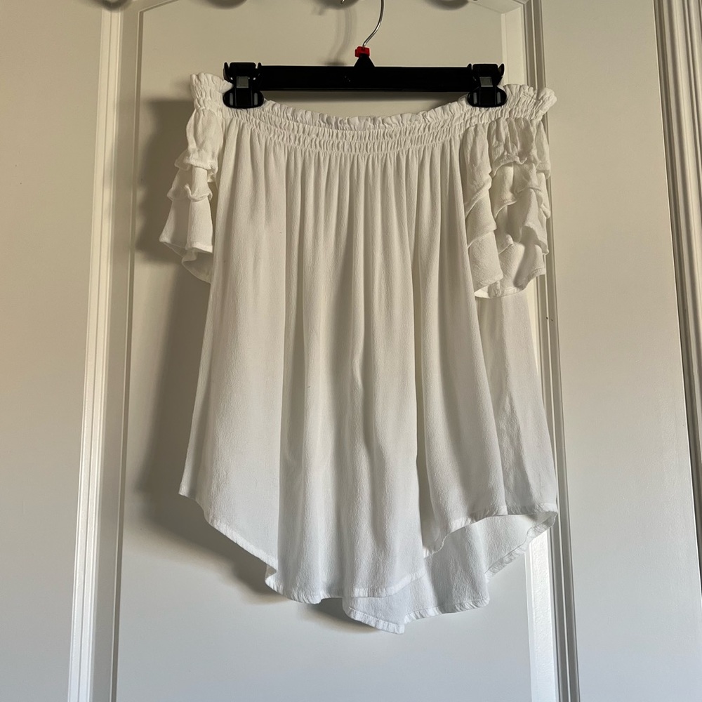 ASTR White Strapless Ruffle Top - Size M